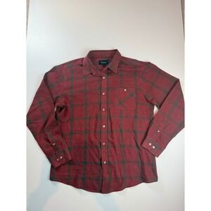 Brixton Mens Plaid Flannel Button Down Shirt Red‎ Green Long Sleeve Size Large